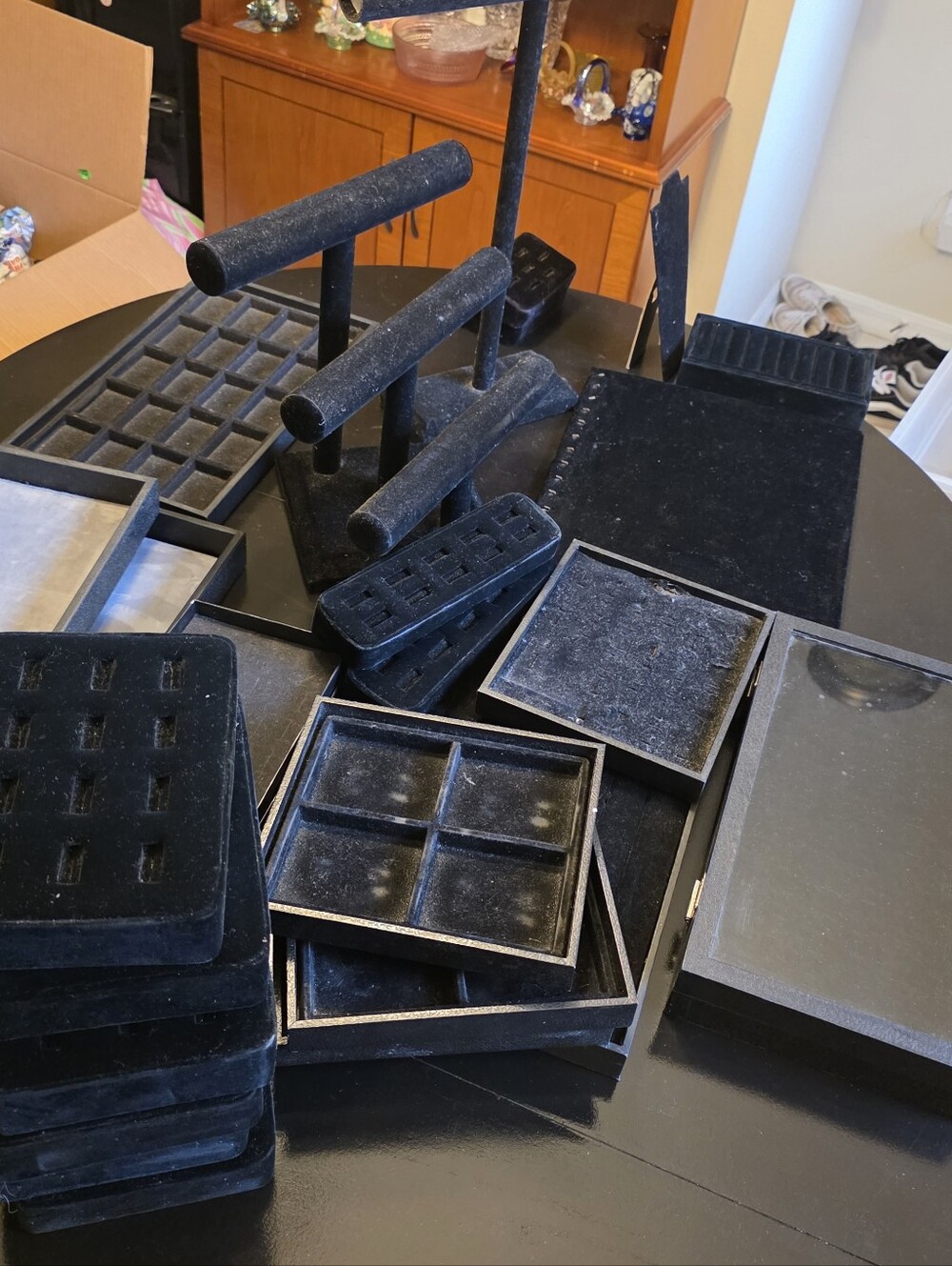 Source Unknown Black Velvet Jewelry Display Set - Trays & T-Bars